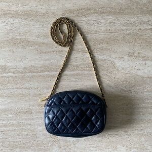 Vintage Ann Taylor Mini Quilted Gold Chain Crossbody Bag